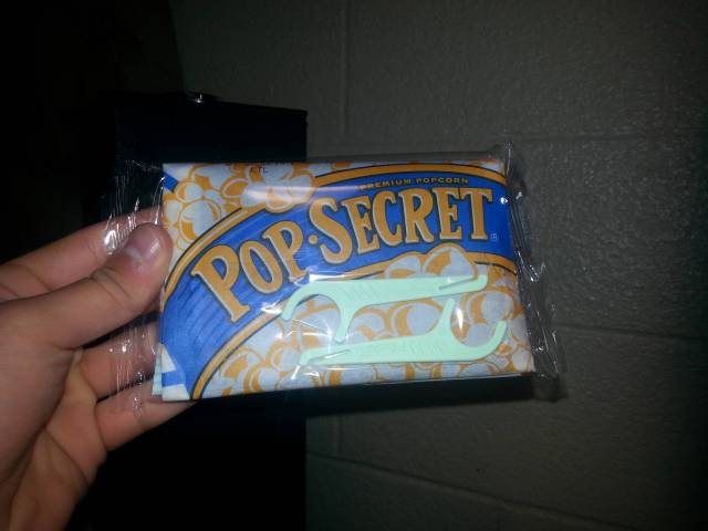 My roomate came in drunk last night and without saying a word, taped these to every single packet of popcorn we had. Revolutionary.