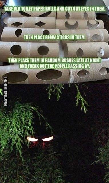 As a kid, this would have scared the crap out of me while trick-or-treating. Great cheap Halloween decoration idea.