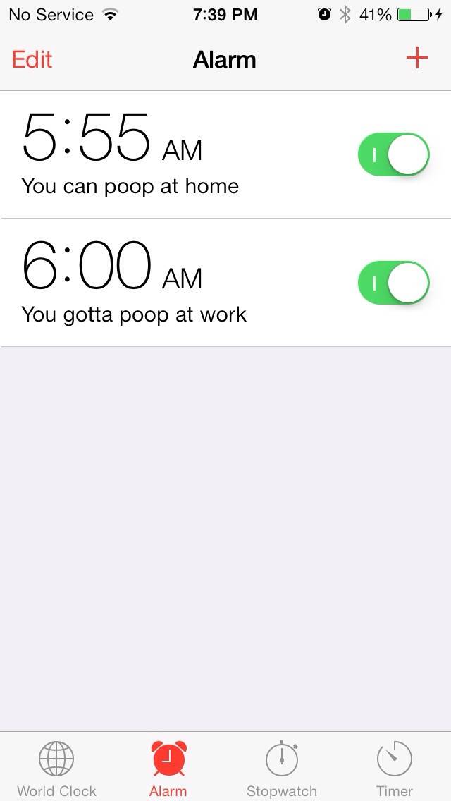 Morning alarms, men's version