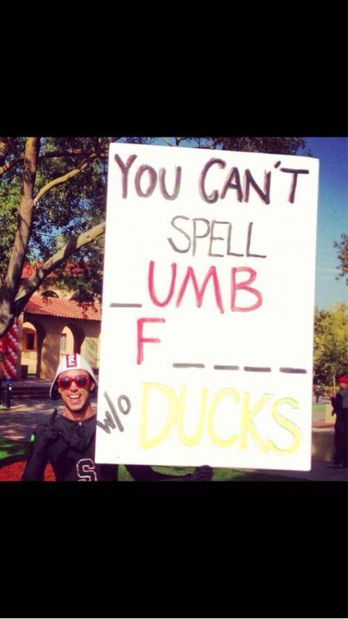 Stanford fan with the best sign ever made