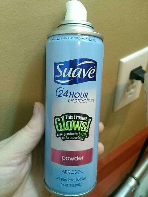 My son put the sticker from his glow in the dark tshirt on my deodorant. I've spent the last five minutes trying to figure out why 