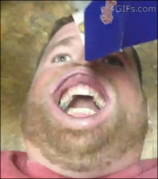 His facial expression just tops off the hilarity.
