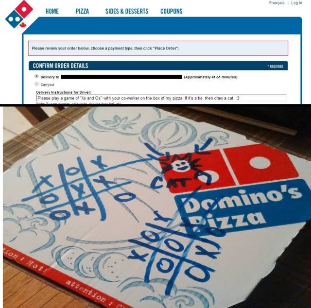 Dominos never fails to follow the request you make on your pizza order.
