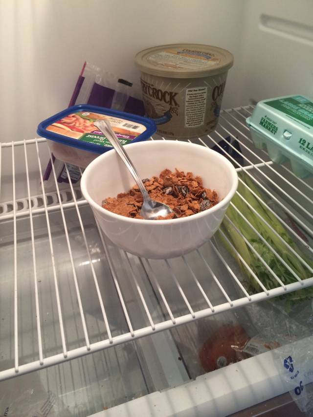 This is how my roommate tells me we need more milk.