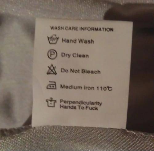 My girlfriend ordered tights from Hong Kong. The care instructions are interesting.