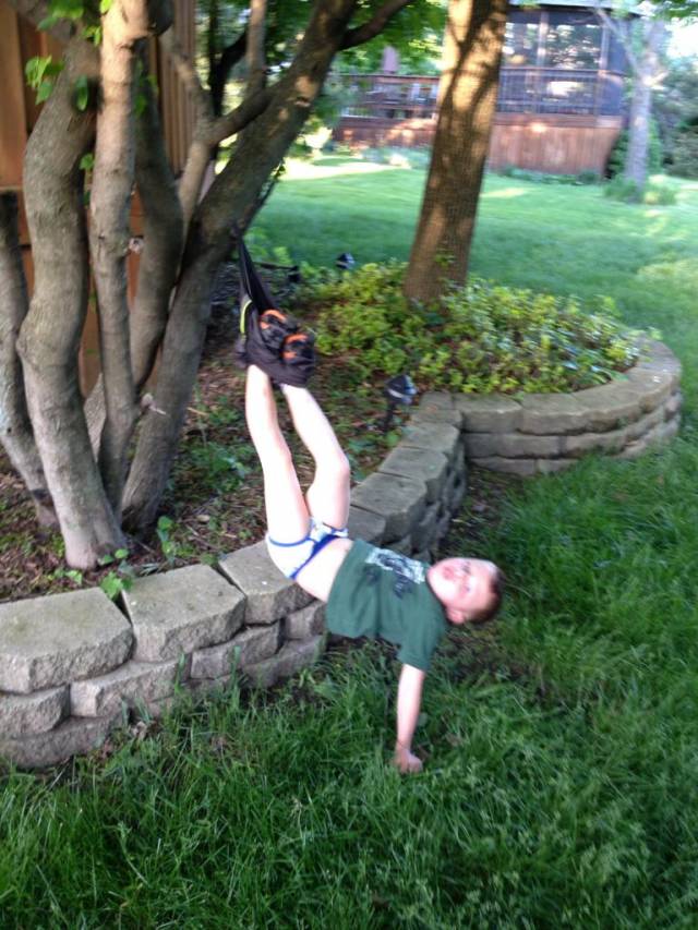 My little cousin was playing on the tree when I hear 