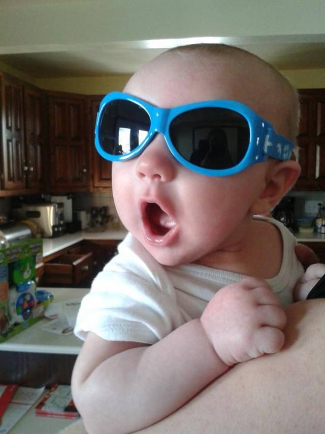 My nephew was amazed by his first sunglasses!