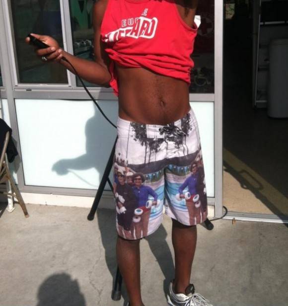 He got these as a gift from the aquarobics class he coaches.
