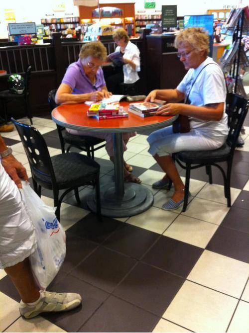 Old ladies pirating cook books at Barnes and Nobel