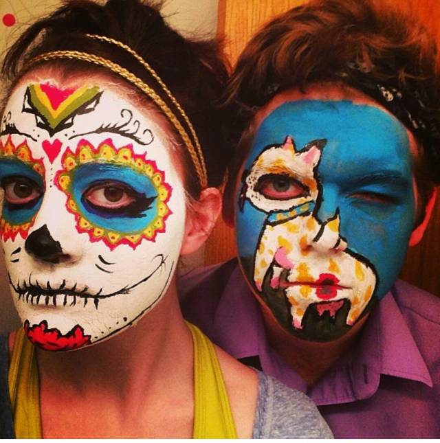 My wife and I painted each others faces. Apparently I took the challenge more seriously than she did.