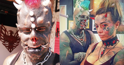 Man Tattoos Face, Cuts Off Finger And Wears Tusks To Become 'Human Satan'