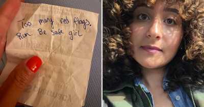 Woman Overwhelmed By A Shocking Note Left By Stranger During Her Date