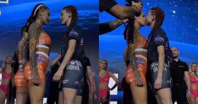 Crowd Stunned When Two MMA Fighters Passionately Kissed During Pre-Fight Faceoff