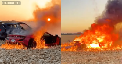 Influencer Accidentally Destroys His $400,000 Ferrari While Shooting Stunt In Cornfield