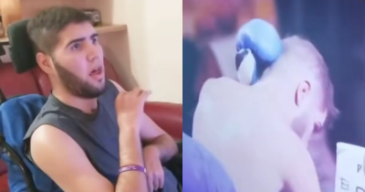Emotional Moment For A Boxer As He Watches The Fight That Paralyzed Him