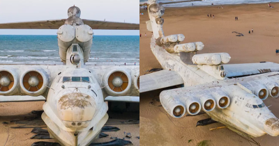 One Of World's Most Unusual Planes Bigger Than Boeing 747 Is Abandoned On Beach